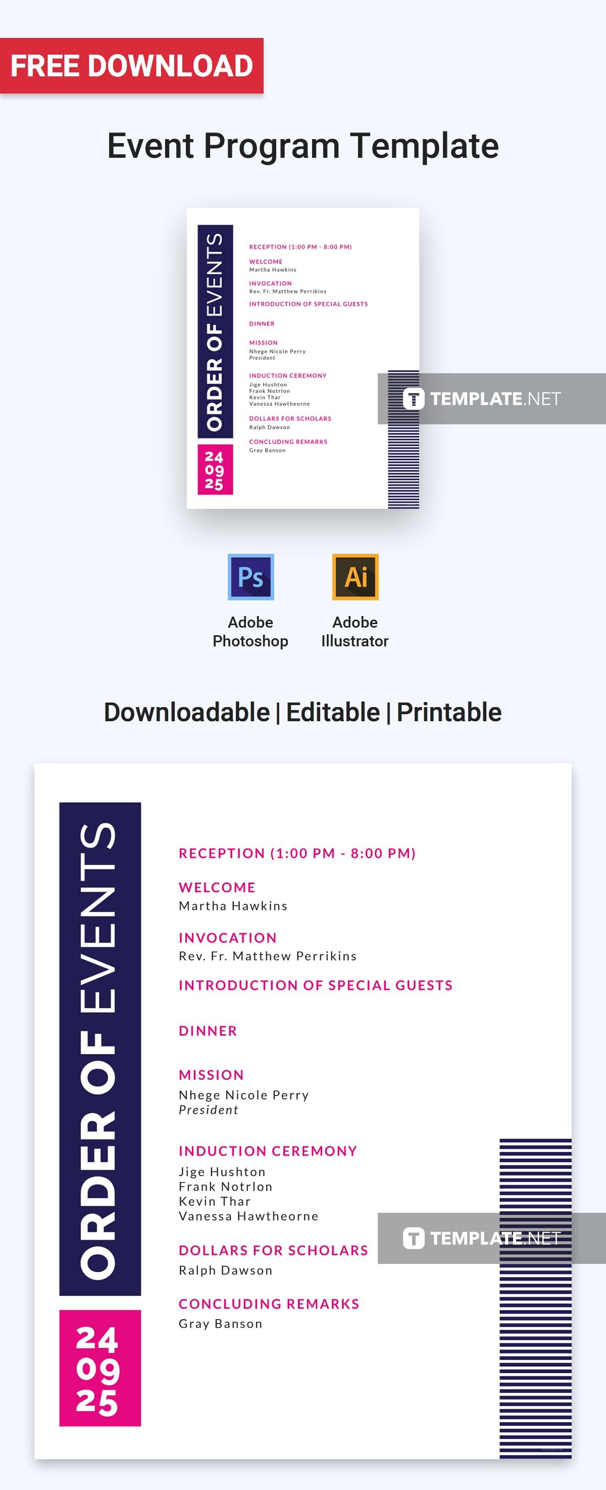 Adobe Indesign Event Program Template renewratemy